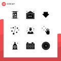 9 Creative Icons Modern Signs and Symbols of hand cursor, school, downlod, graduation, education Royalty Free Stock Photo