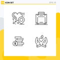 4 Creative Icons Modern Signs and Symbols of heart location, money, bag, coins money, love