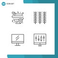 4 Creative Icons Modern Signs and Symbols of heart, school, cereal, wheat, chart