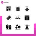 9 Creative Icons Modern Signs and Symbols of hearts, theater tickets, xmas, movie tickets, cinema tickets Royalty Free Stock Photo