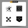 4 Creative Icons Modern Signs and Symbols of hobbies, technology, football, open volume, camera