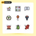 9 Creative Icons Modern Signs and Symbols of hook, construction, error, leaf, day