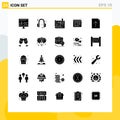 25 Creative Icons Modern Signs and Symbols of import, date, headphone, calender, pencil