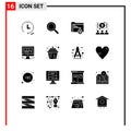 16 Creative Icons Modern Signs and Symbols of laptop, money, folder, economist, banker