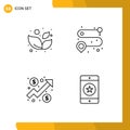 4 Creative Icons Modern Signs and Symbols of leaf, graph, point, analysis, devices