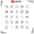 25 Creative Icons Modern Signs and Symbols of location, basic, contact, newsletter, enewsletter