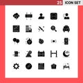 25 Creative Icons Modern Signs and Symbols of man, clock, under construction barrier, tools, electricity Royalty Free Stock Photo