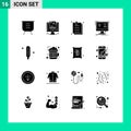 16 Creative Icons Modern Signs and Symbols of monitor, control, computer, website, online