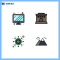 4 Creative Icons Modern Signs and Symbols of monitor, dollar, building, investment, nature