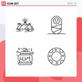 4 Creative Icons Modern Signs and Symbols of nature, love, mountain, human, insurance