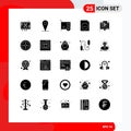 25 Creative Icons Modern Signs and Symbols of newspaper, file, card, document, pci