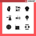 9 Creative Icons Modern Signs and Symbols of noise, traffic, brush, lock, death