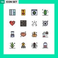 16 Creative Icons Modern Signs and Symbols of ok, heart, page, study, learn