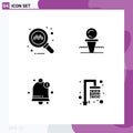 4 Creative Icons Modern Signs and Symbols of online, notification, golf, hit, shower