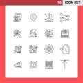 16 Creative Icons Modern Signs and Symbols of organic, science, world, figure, health