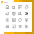 16 Creative Icons Modern Signs and Symbols of party, food, media, cover, orbit