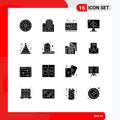 16 Creative Icons Modern Signs and Symbols of party, installation, electrocardiogram, install, download