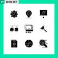 9 Creative Icons Modern Signs and Symbols of pc, device, teamwork, monitor, vehicles