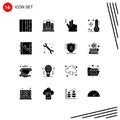 16 Creative Icons Modern Signs and Symbols of plumber, phone, swipe, contacts, temperature
