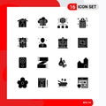 16 Creative Icons Modern Signs and Symbols of present, box, internet, business planning, accounts plan