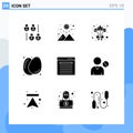 9 Creative Icons Modern Signs and Symbols of search, find, flower, add, food