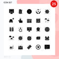 25 Creative Icons Modern Signs and Symbols of settings, cogwheel, media player, islam, muslim