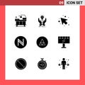 9 Creative Icons Modern Signs and Symbols of sign, magic, hands, cryptocurrency, blockchain