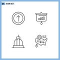 4 Creative Icons Modern Signs and Symbols of upload, bank, chart, information, capitol