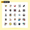 25 Creative Icons Modern Signs and Symbols of vacation, summer, statistics, low, breakfast