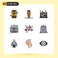 9 Creative Icons Modern Signs and Symbols of valentines, hearts, computer, project management, business idea
