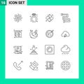 16 Creative Icons Modern Signs and Symbols of video, collection, wedding, rail, bathroom