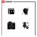 4 Creative Icons Modern Signs and Symbols of wallet, folder, cash, graph, detail