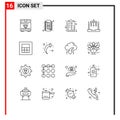 16 Creative Icons Modern Signs and Symbols of wireframe, report, checklist, laptop, business