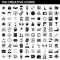 100 creative icons set, simple style Royalty Free Stock Photo