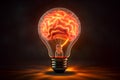 Creative Idea with Brain and Light Bulb. symbolizing the fusion of intellect and innovation.