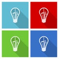 Creative, idea, bulb, circuit icon set, flat design vector illustration in eps 10 for webdesign and mobile applications in four Royalty Free Stock Photo
