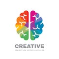 Creative idea - business vector logo template concept illustration. Abstract human brain sign. Geometric colored structure. Mind