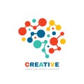 Creative idea - business vector logo template concept illustration. Abstract human brain sign. Geometric colored structure. Mind e Royalty Free Stock Photo