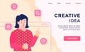 Creative idea campaign for web website template page landing home homepage with modern flat cartoon style Royalty Free Stock Photo