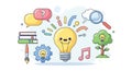 Creative Idea Cartoon Lightbulb, Innovation, Learning, Education Royalty Free Stock Photo