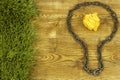 Creative idea. Chain in form of bulb. Concept of idea and innovation with paper ball Royalty Free Stock Photo