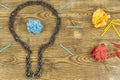 Creative idea. Chain in form of bulb. Concept of idea and innovation with paper ball Royalty Free Stock Photo