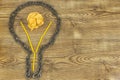 Creative idea. Chain in form of bulb. Concept of idea and innovation with paper ball Royalty Free Stock Photo