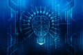 Creative idea concept, Artificial Intelligence Concept background, Bulb icon on technology background