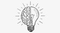 Creative Idea Concept Brain and Light Bulb Combination Drawing for Innovation and Intelligence Royalty Free Stock Photo