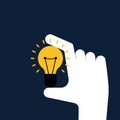 Creative idea concept flat design. Hand holding light bulb Royalty Free Stock Photo