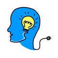 Creative idea concept human head and bulb Royalty Free Stock Photo