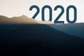 Creative idea. Concept of idea and innovation welcome year 2020. new year dawn in the mountains