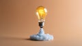 Creative idea concept light bulb rocket launch with smoke on gradient background Royalty Free Stock Photo