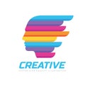 Creative idea - concept logo template vector illustration. Abstract human head colorful sign. Graphic design element